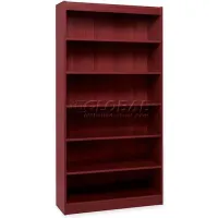 Lorell 6-Shelf 36 x 12 x 84-Inch Panel End Hardwood Veneer Bookcase, Mahogany