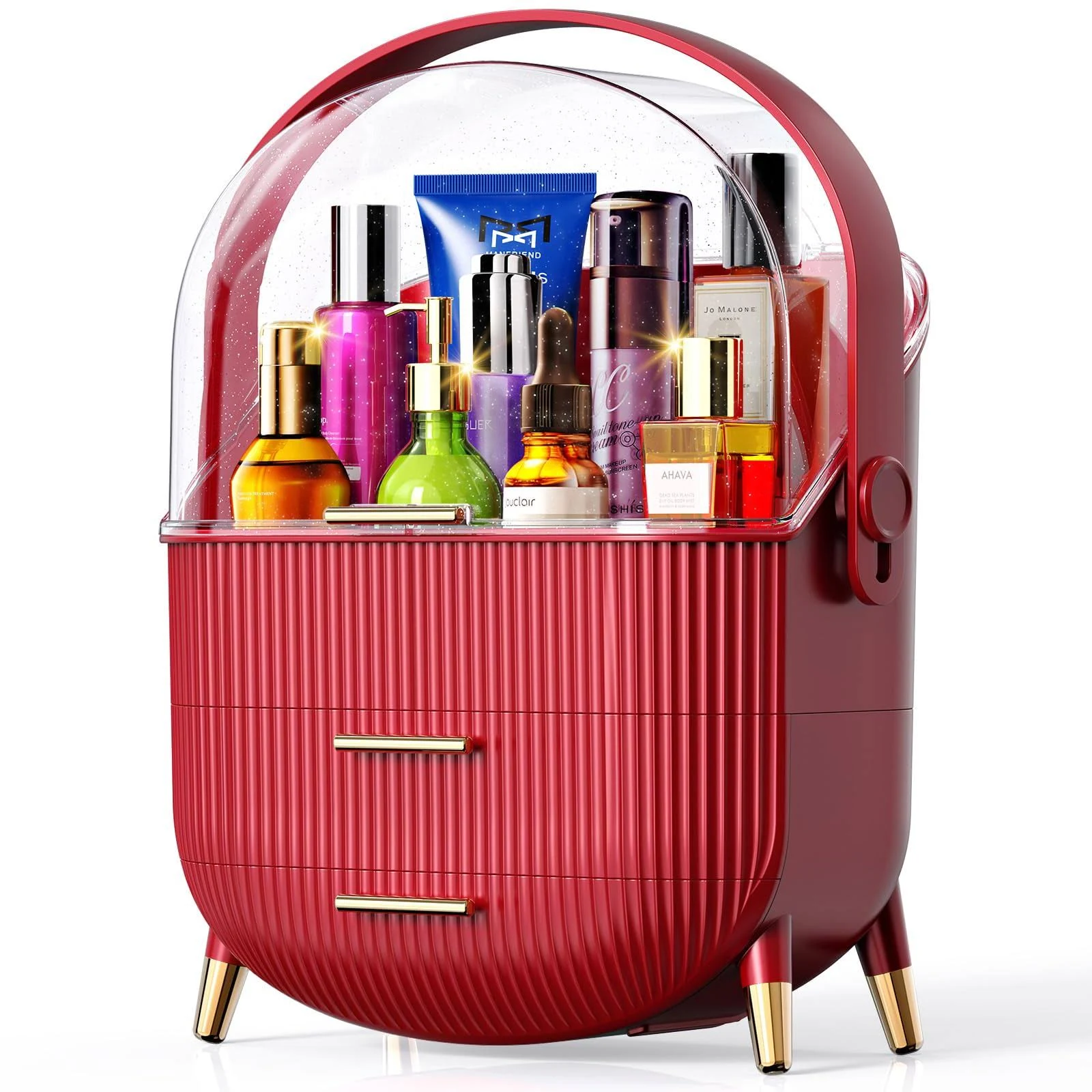 NLZFK Makeup Organizer for Vanity Cosmetic Display Case Skincare Organizer Red