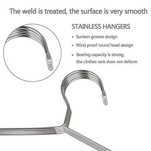 Clothes Hangers 40 Pack Pants Hangers Stainless Steel Strong Metal Hangers 16.5&#034;