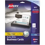 Avery Clean Edge Business Cards, True Print Matte, Two-Sided Printing, 2" x 3-1/2", 200 Cards (8871)