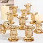 Glass Candle Holders Set, 12 Pcs Gold Candlestick Holders Bulk, Taper Candle Holders for Wedding, Festival Table Centerpiece,Home Decoration