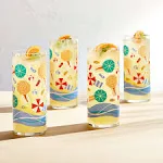 Libbey Vintage Beach Drinking Glasses Set of 4, Colorful, Retro Beach Design Glass Cups Set, Dishwasher Safe Water Glasses Set for Juices, Cocktails