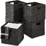 Best Choice Products 10.5x10.5in Hyacinth Storage Baskets, Set of 5 Multipurpose Collapsible Organizers - Black