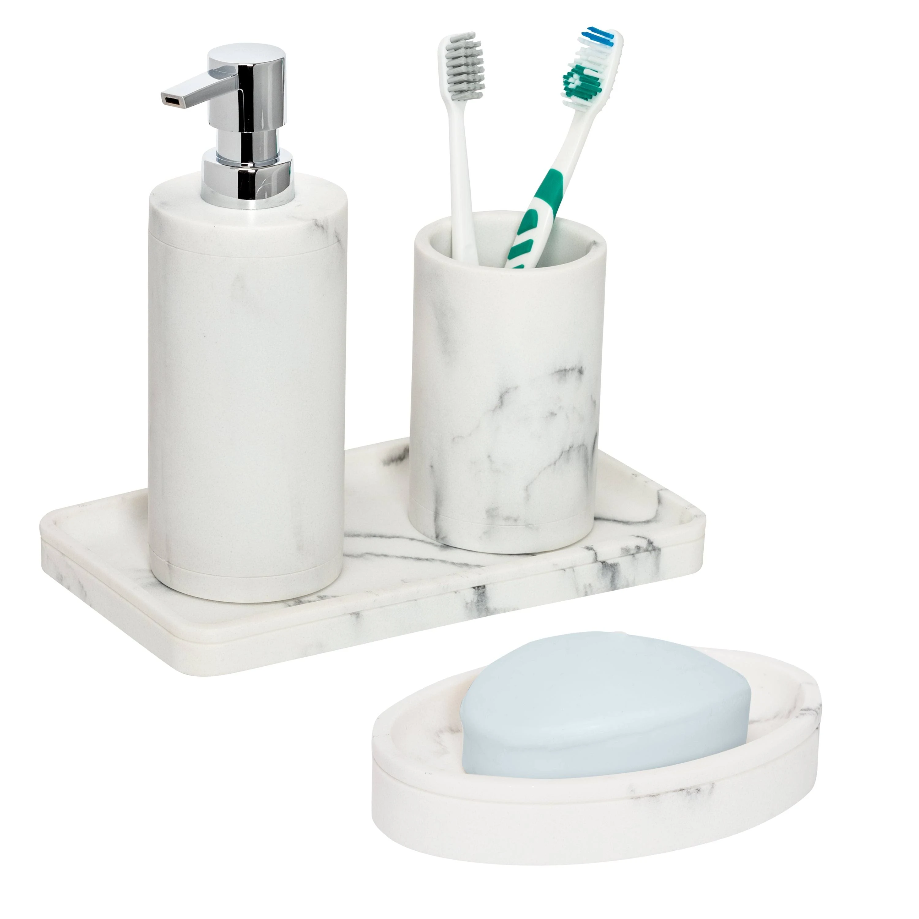 Honey-Can-Do 4-Piece Marble Bath Accessory Set