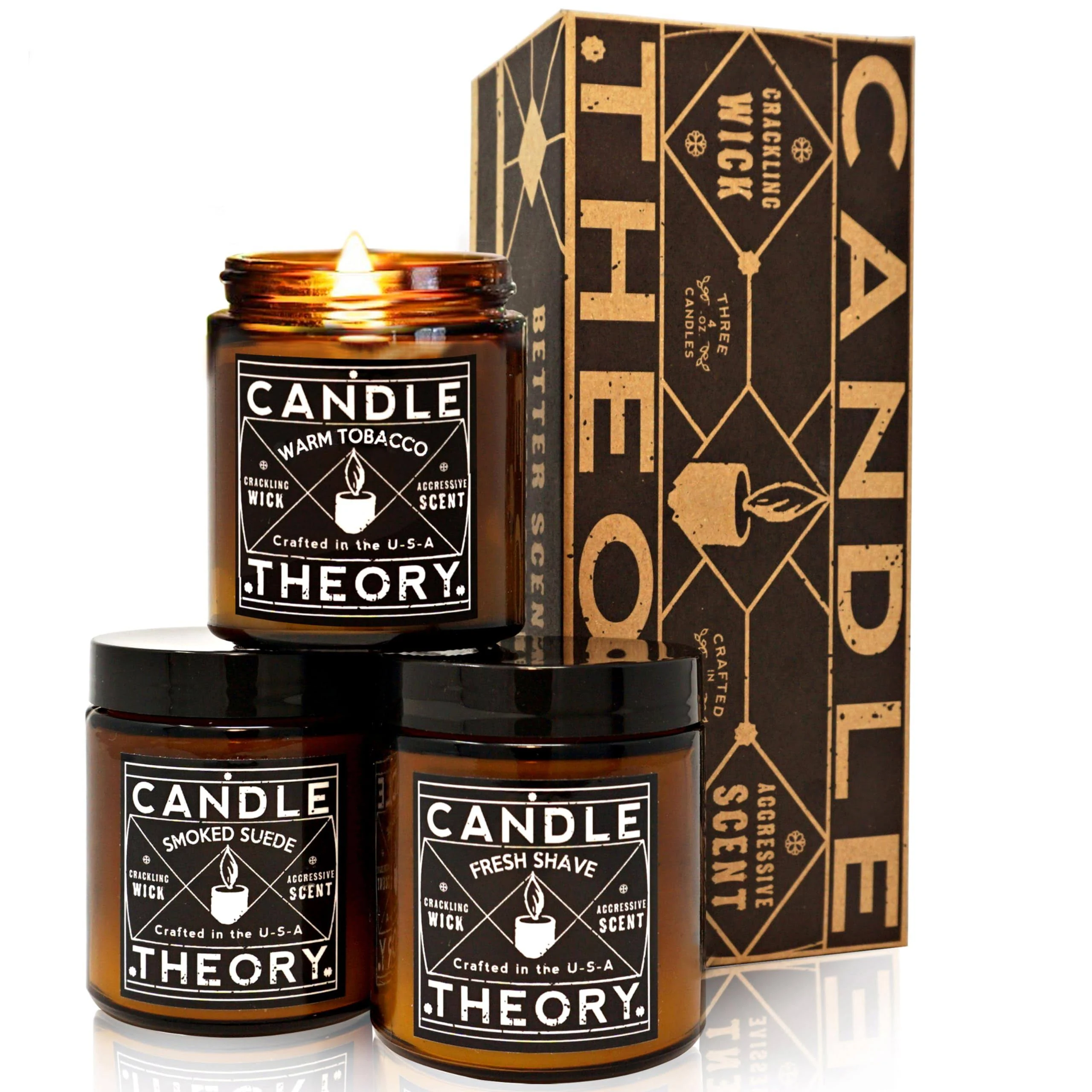 Candle Theory Man Cave Stuff Men Candles, Crackling Candles for 12 oz