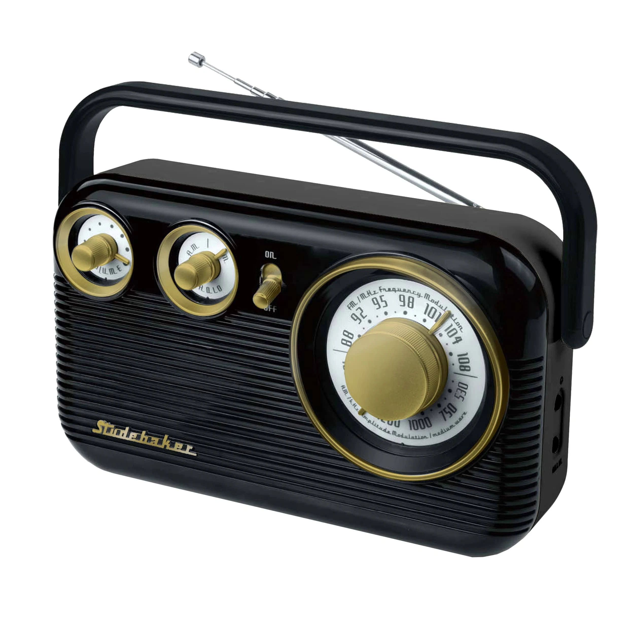 Studebaker Portable AM/FM Radio Black