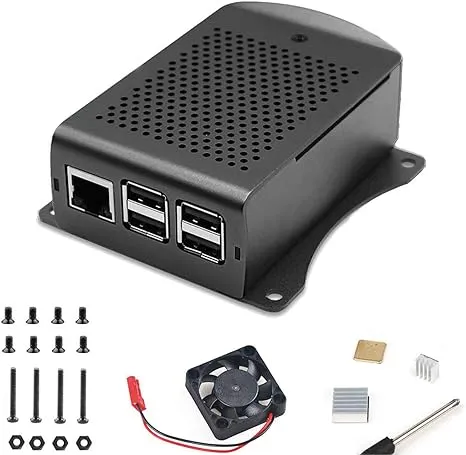 MakerFocus Raspberry Pi Case with Fan, Raspberry Pi 3B+ Aluminum Alloy Case with Heatsink and Screw Driver for RPi 3B+, RPi 3/2, RPi B