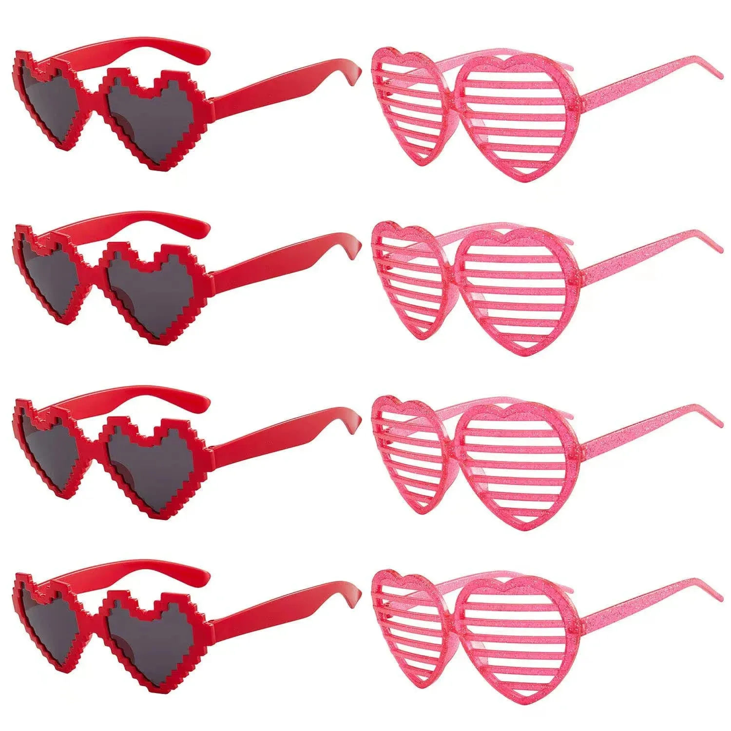 Valentines Day Glasses Party Favors, Heart Shaped Glasses Photo Booth Props Valentines Day Party Supplies Gifts Eyeglasses 8pcs