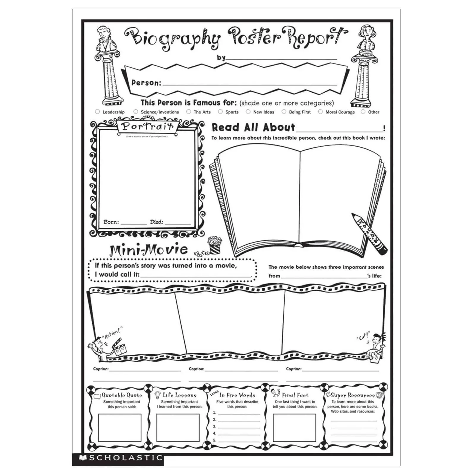 Instant Personal Poster Sets: Biography Report: Big Write-and-Read Learning