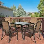 5-Pieces Rust-Free Metal Outdoor Patio Dining Set with 4 Textilene DIN