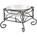 YML Group DSB7 7-Inch Wrought Iron Stand with Single Stainless Steel Feeder Bowl