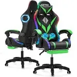 Gaming Chair with Bluetooth Speakers and RGB LED Lights Ergonomic Massage Computer Gaming Chair with Footrest Video Game Chair High Back