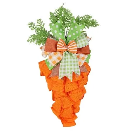 Easter Wreath Carrot Easter Swag Decorations for The Home, Artificial Rustic Burlap Garland Spring Wreaths with Bow for Front Door Wall Hanging Decoration