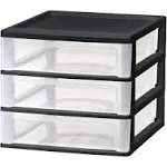 IRIS USA Medium 3 Drawer Desktop Organizer for Office, Files & Supplies, Black