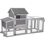 Aivituvin Chicken Coop with Wheels Outdoor Wooden Poultry Cage with Run Mobile Rabbit Hutch Guinea Pig Cage with UV Protection