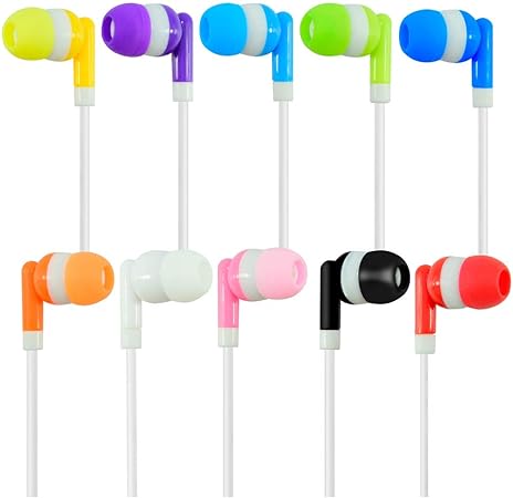 ZNXZXP Bulk Earbuds Headphones 50 Pack for Classroom,Wholesale Earbuds Bulk Headphones Earphones for School Classroom Libraries Students Multi Colored Individually Bagged