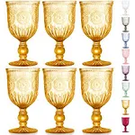 Yungala Amber Wine Glasses Set of 6 Amber Goblets, Amber Glassware