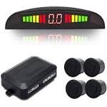 Rear Parking Sensor Kit Black MASO LED Display Parking Assistants Double CPU Security Reversing Parking Radar Sensor Car Vehicle with 4 Sensors Alarm Buzzer Reminder Safe Driving