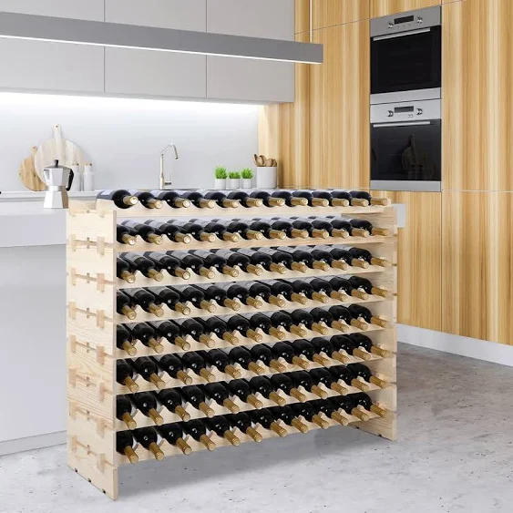 ZenStyle 96 Bottles Wine Rack, 8-Tier Wooden Stackable Wine Cellar Racks, Wine Storage Racks Countertop, Free Standing Wine Bottle Stand Holder Display Shelves