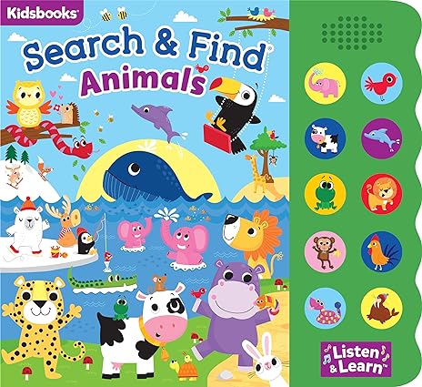 Search and Find Animals – 10 Button Sound Board Book for Babies and Toddlers – Educate Engage and Identify Animals and Their Noises with Interactive Activity Kids Book