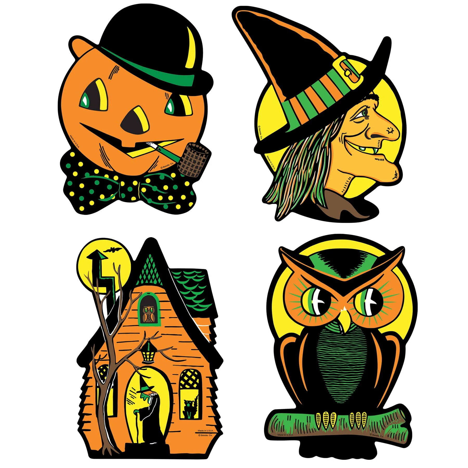 Beistle Pkgd Halloween Cutouts 8.5 inches x 9.25 inches - 2 Packs of 4 Cutouts