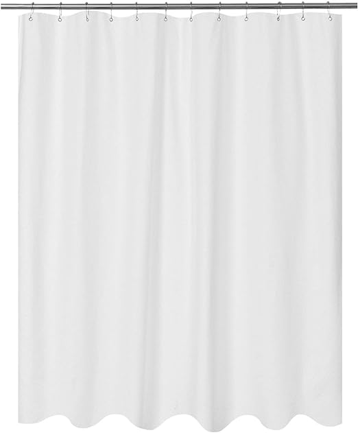 Mrs Awesome Embossed Microfiber Extra Long Shower Curtain Liner 71 x 78 inches, Soft Fabric Shower Curtain Washable and Water Repellent,71x78, White