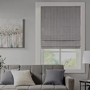 Madison Park Galen Cordless Roman Shades - Fabric Privacy Single Panel Total Blackout, Energy Efficient, Thermal Insulated Window Blind Treatment, for Bedroom, Living Room Decor, 31" x 64", GreyMadison Park Galen Cordless Roman Shades - Fabric Privacy Si