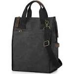 SMRITI Insulated Canvas Lunch Bag for Women/Men-9.6 L Reusable Leakproof Lunch Tote Bag for Work Picnic Beach - Fashion Lunchbox for Adults with Shoulder Strap(Dark Grey)