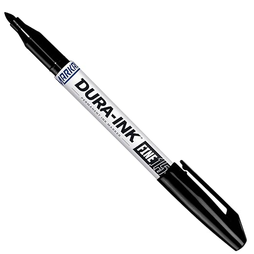 Markal 96023 Dura-Ink 15 Permanent Ink Marker with Fine Bullet Tip, Black (Pack of 12)