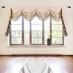 ELKCA Thick Chenille Window Curtains Valance for Living Room, Beige Valance with