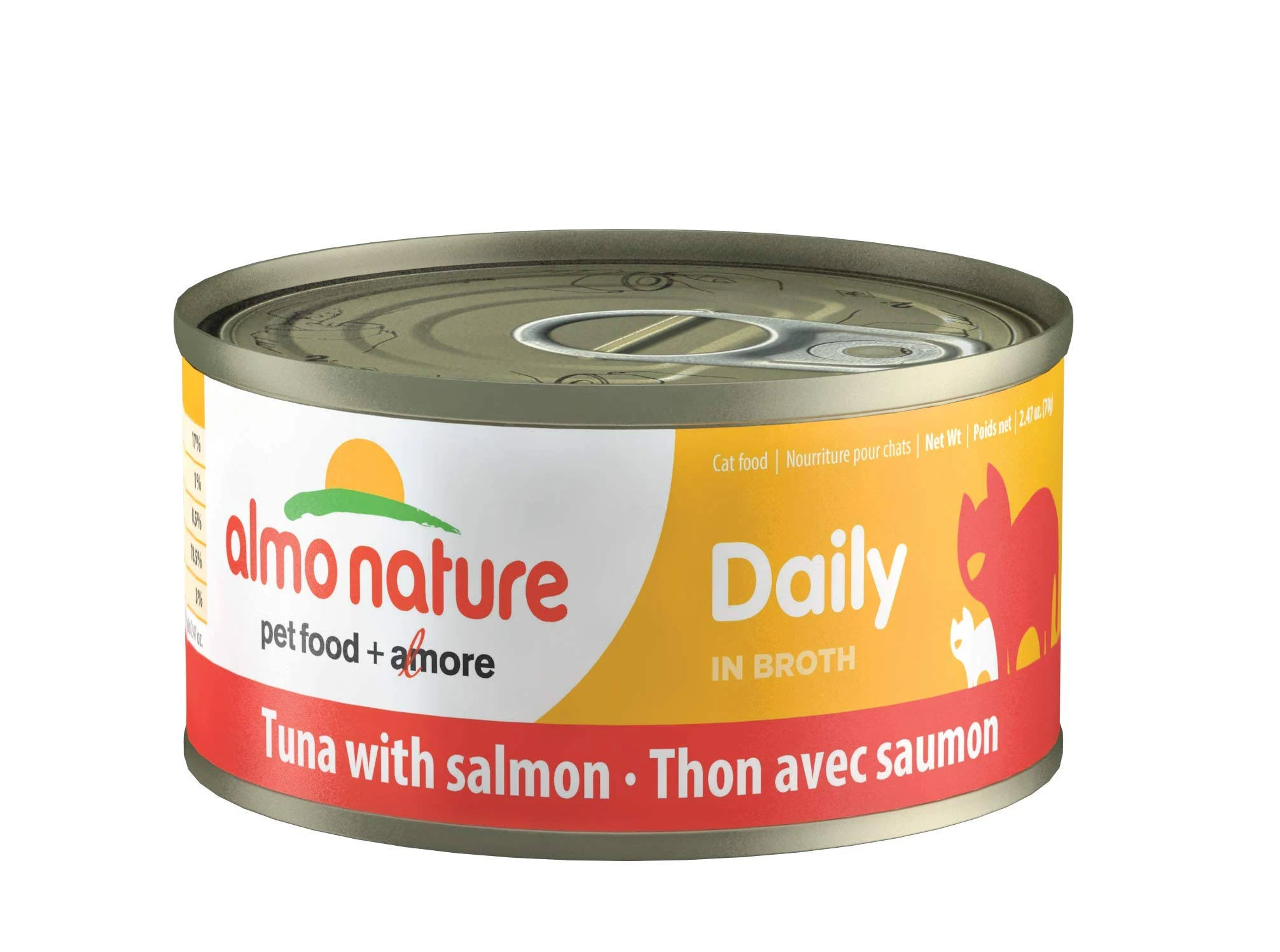 almo nature Daily Tuna With Salmon, Grain Free, Additive Free, Adult Cat Canned Wet Food Shredded (1910)