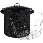 Granite Ware Enamel on Steel 15.5-Quart Water Bath Canner with lid & Jar Rack, Multiuse Pot, Resistant & Easy to Clean