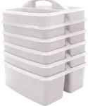 Teacher Created Resources White Portable Plastic Storage Caddy 6-Pack for Classrooms, Kids Room, and Office Organization, 3 Compartments