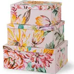 Decorative Cardboard Boxes With Lids For Home Dcor Beauty In Bloom Set Of 3 Flo