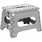 Durable Plastic 9&#034; Stripe Top Single Step Folding Step Stool, Grey