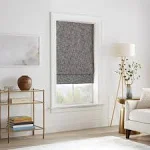 Eclipse Drew Blackout Textured Solid Cordless Roman Shade, 64" x 35" - Charcoal