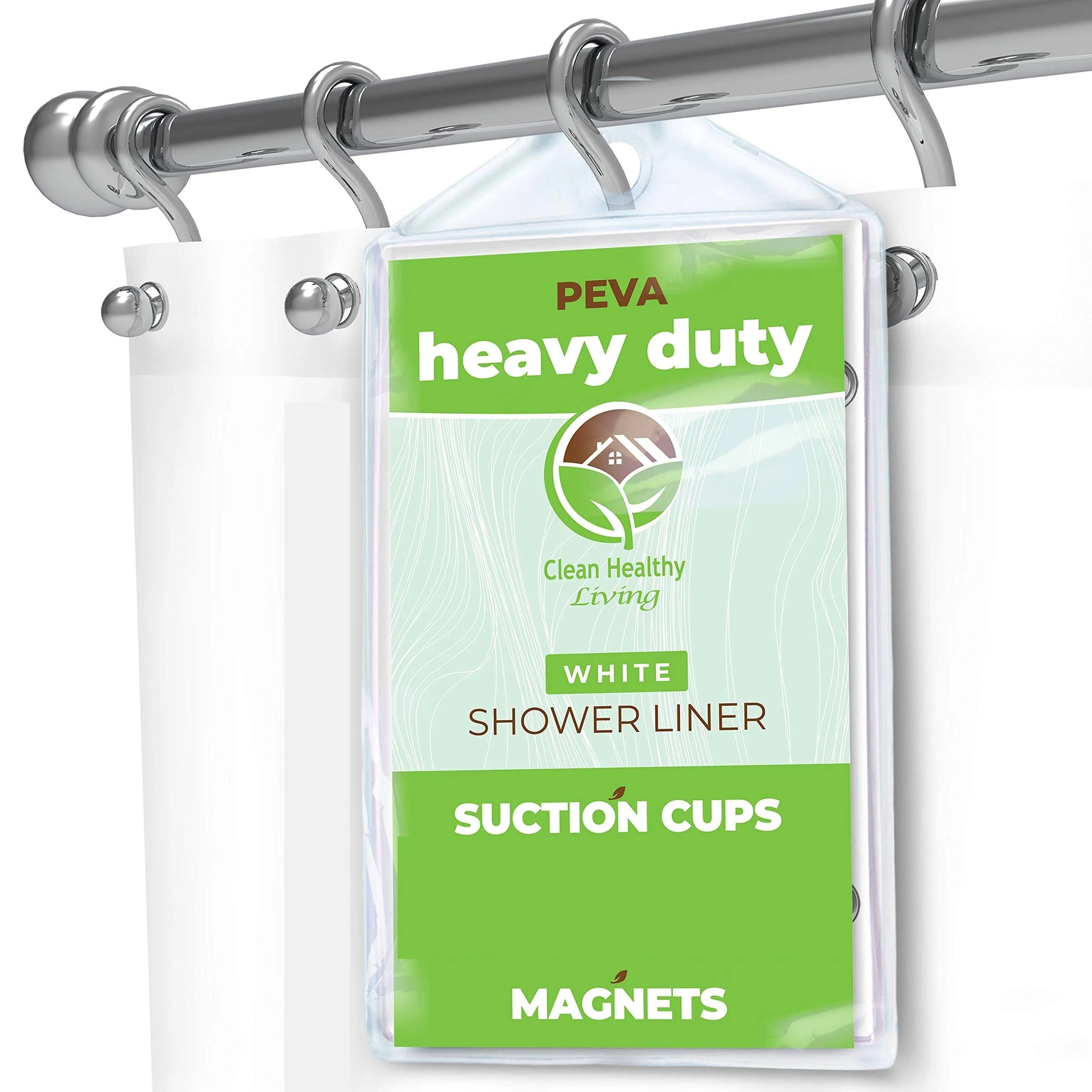 XL Heavy Duty PEVA Frost Shower Curtain Liner with Suction Cups - 70 X 78 In. Lo