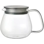 KINTO UNITEA One Touch Teapot Glass Stainless Steel Strainer Lid Tea Pot Japan