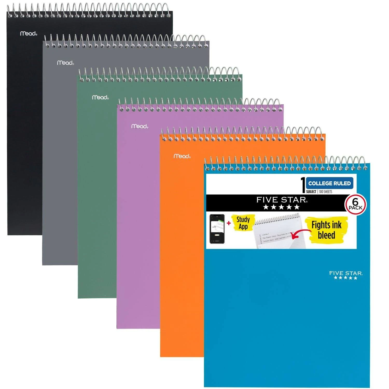 Five Star Top Bound Note Pad 1 Subject College Ruled 6 Pack