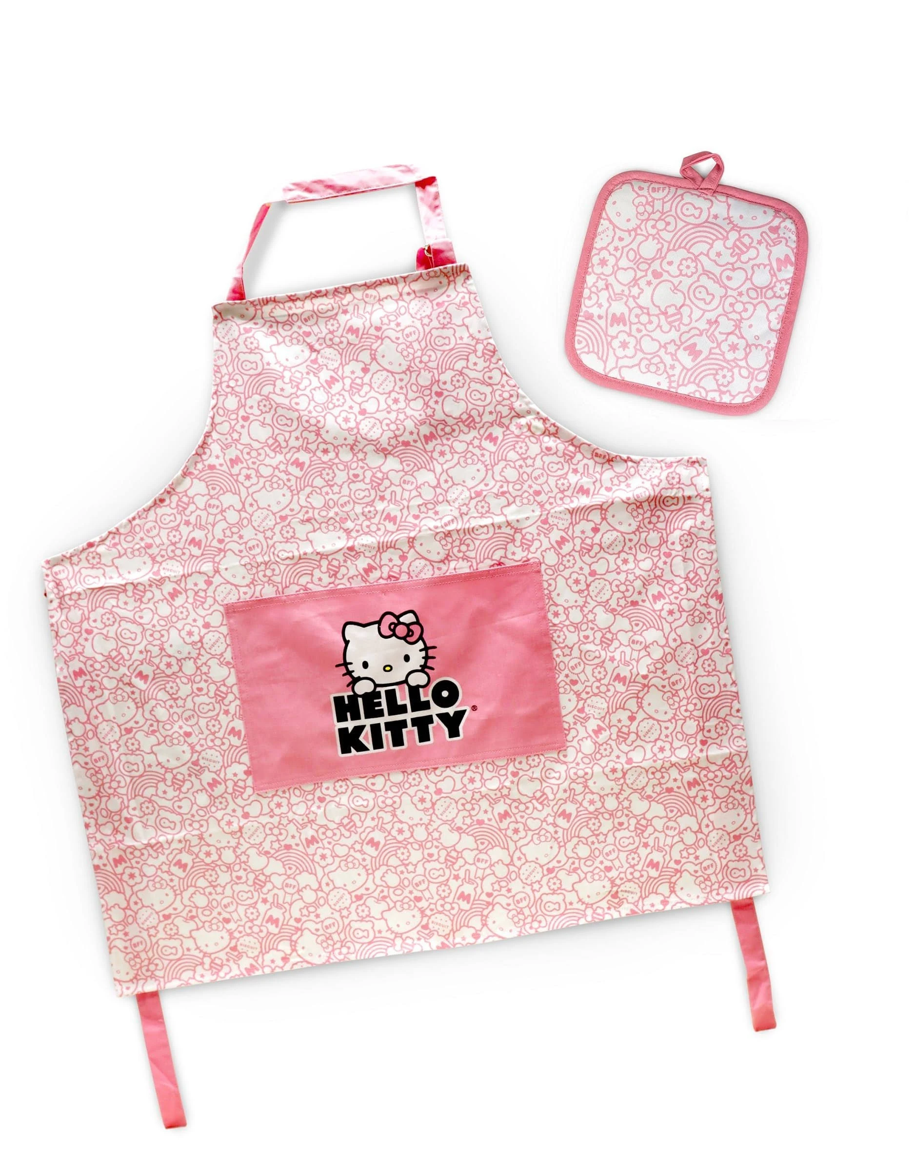 Hello Kitty Adult Apron And Potholder Set