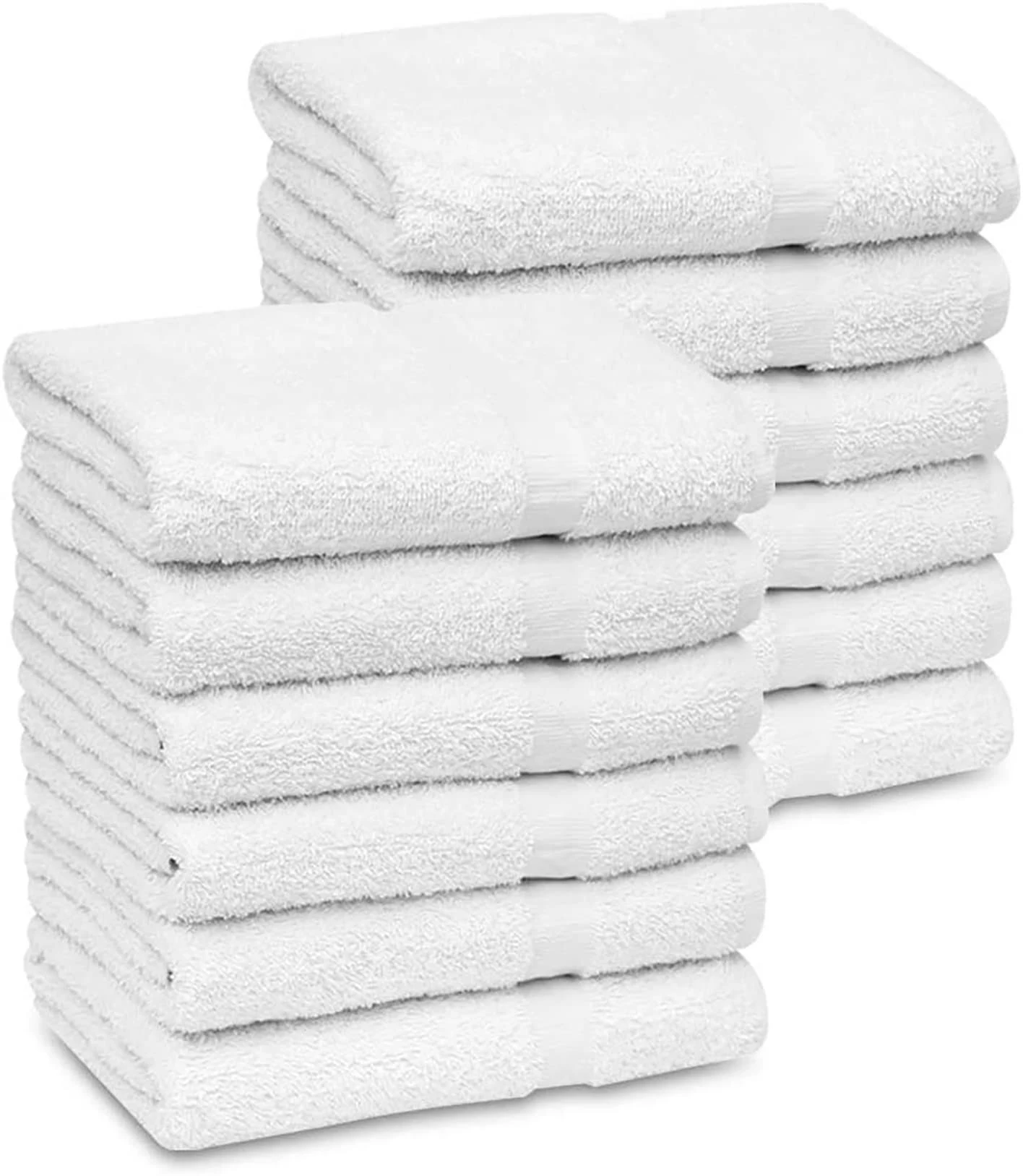 GOLD TEXTILES 12 PCS White Bath Towels Bulk (24x50 Inches) - Light Weight Easy-Care Commercial Grade (12)