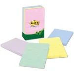 Post-it Greener Notes Recycled Note Pads, Lined, 4 x 6, Assorted Helsinki Colors, 100-Sheet, 5/Pack