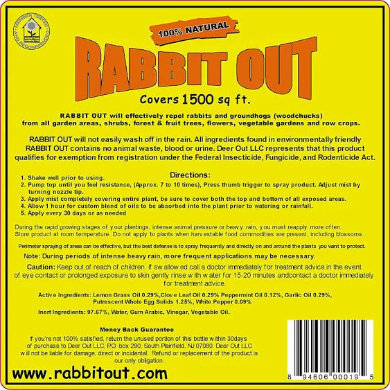 Deer Out Rabbit & Groundhog Repellent: Rabbit Out 48oz Ready-to-Use