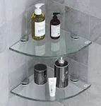 Bathroom Corner Organizer Shelves Shower Caddy Shelf Wall Mount Set of 2 Glass Corner Shelf Shower Holder for Shampoo and Soap Organizer No Drilling