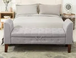 Awonde Armed Storage Bench for Bedroom Entryway Living Room Upholstered Tufted Ottoman Bench Gray