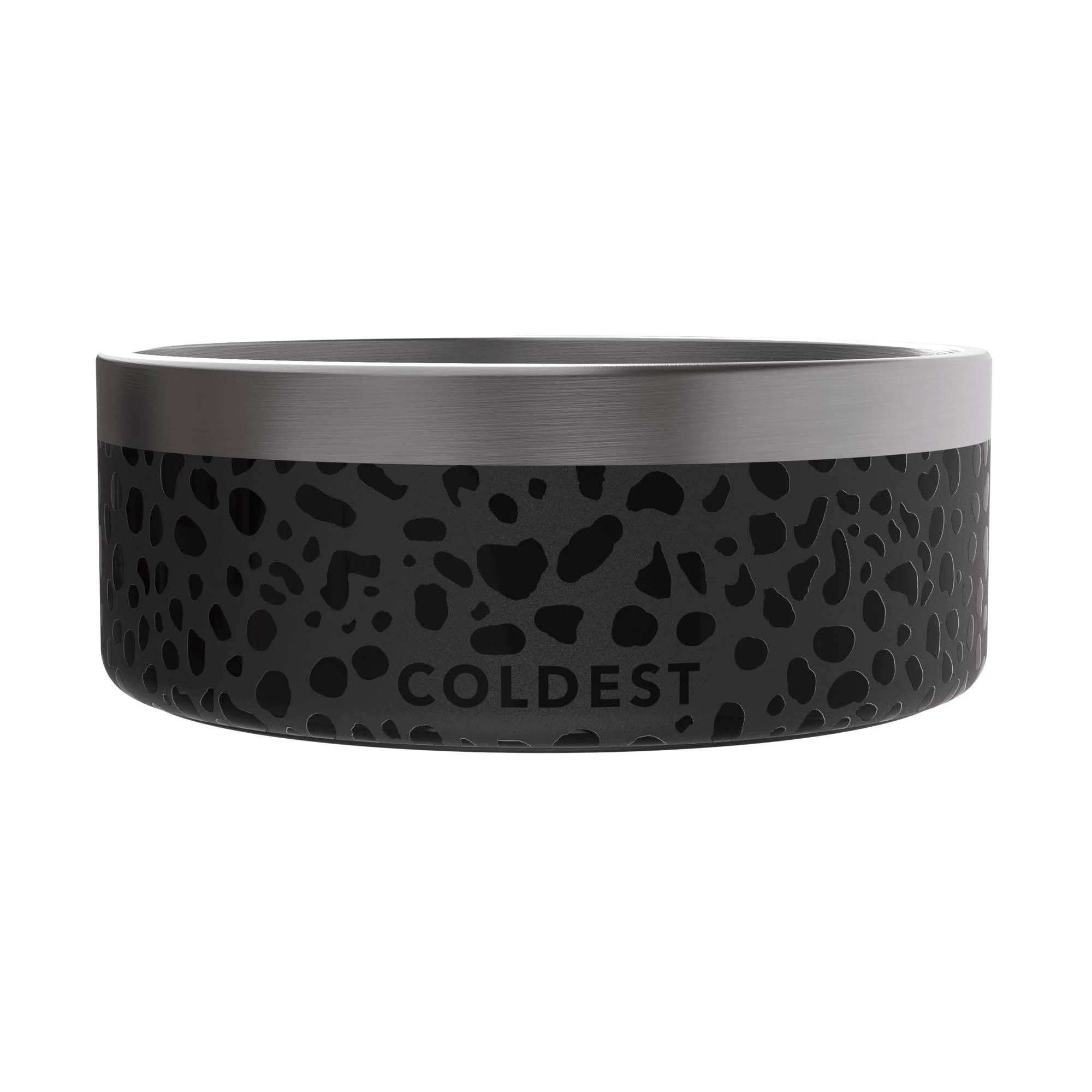 Coldest Dog Bowl - Anti Rust Metal & Non Slip Dog Bowls Large, Spill Proof Heavy Duty 3 Layers Insulated Dog Bowl - Food and Water Bowl for Dogs, Cats & Pets, Dishwasher Safe (64 oz, Black Leopard)