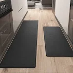 Color&Geometry Kitchen Rug Set 2 Piece Kitchen Runner Rug Kitchen Floor Mat, Cushioned Anti Fatigue Kitchen Mat Non Skid Waterproof Comfort Standing Kitchen Rug, 17"x29"+17"x59", Black