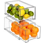 Sorbus Fridge Drawers - Clear Stackable Pull Out Refrigerator Organizer Bins 2 Pack, Large