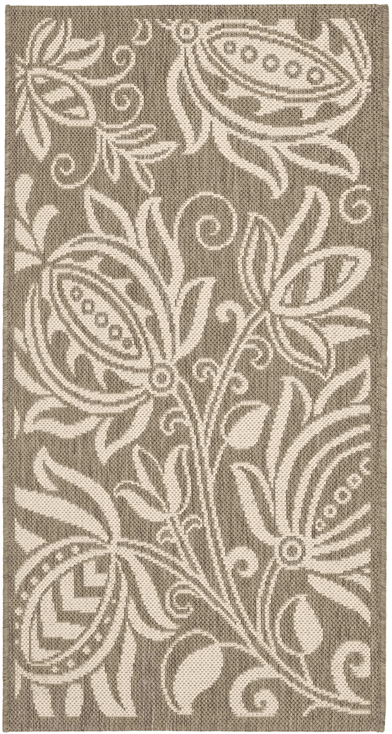 SAFAVIEH Courtyard Collection Accent Rug - 2' x 3'7", Brown & Natural, Floral Design, Non-Shedding & Easy Care, Indoor/Outdoor & Washable-Ideal for Patio, Backyard, Mudroom (CY2961-3009)