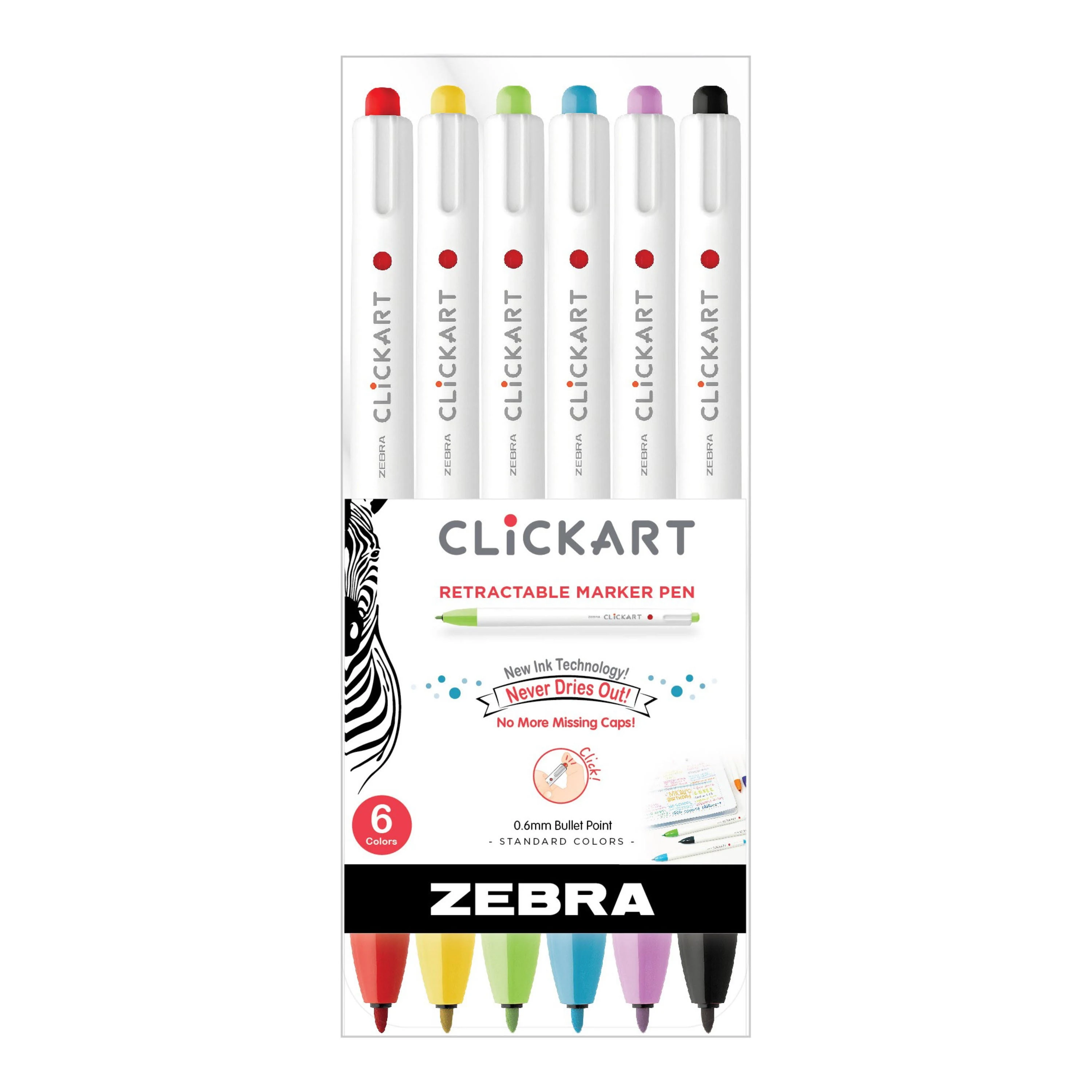 Zebra ClickArt 0.6mm Retractable Marker Pen Set